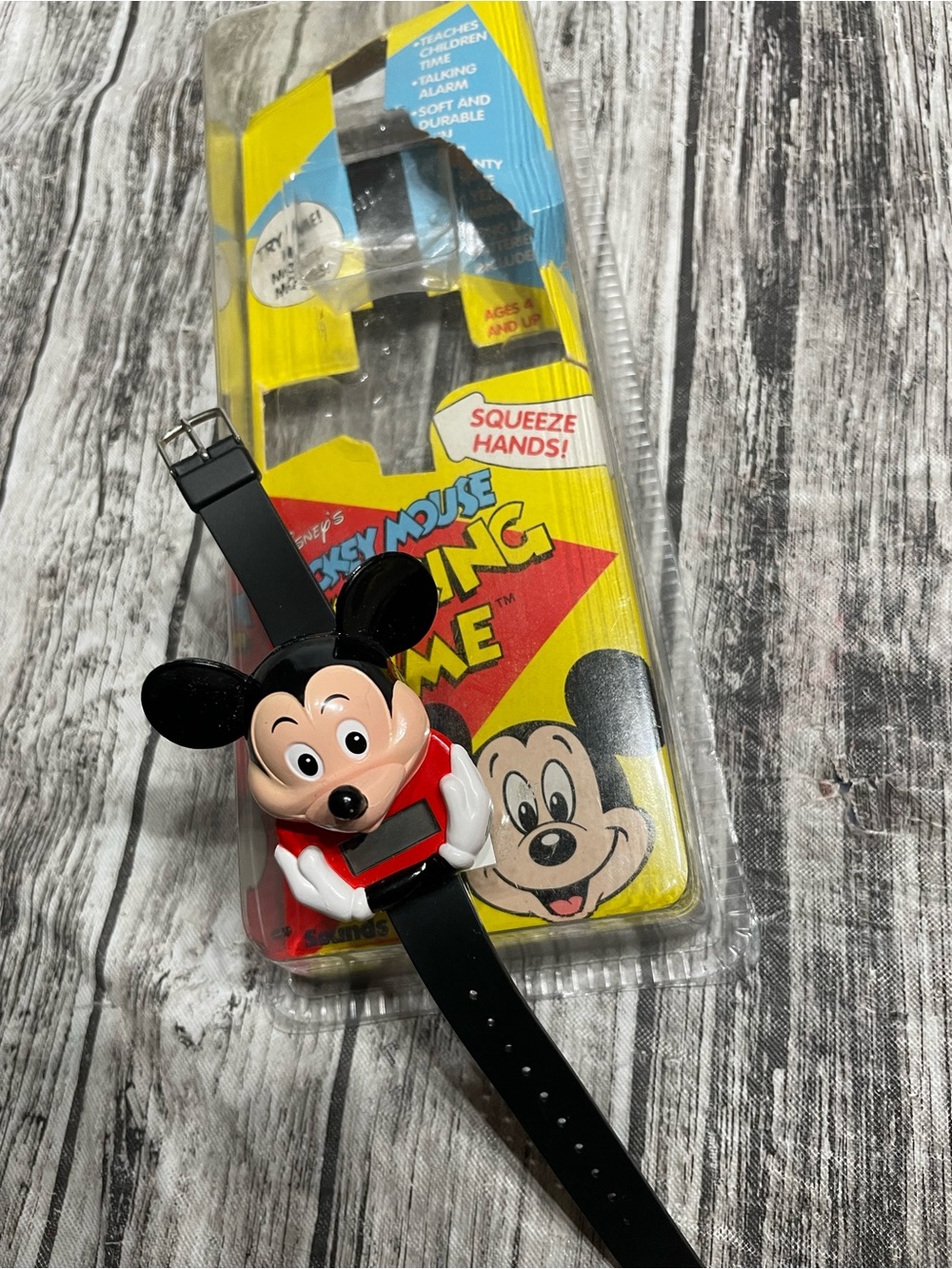 VINTAGE Talking Time Mickey Mouse Watch UNTESTED Open Package Disney